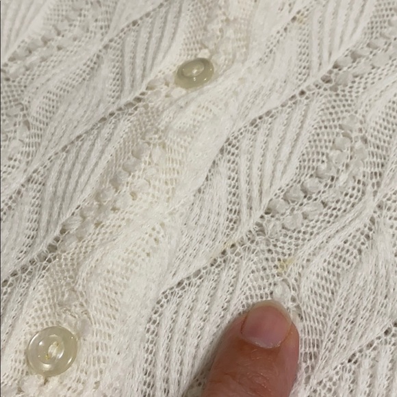 Vintage 60s White Cardigan Pointelle Sweater - Picture 7 of 8